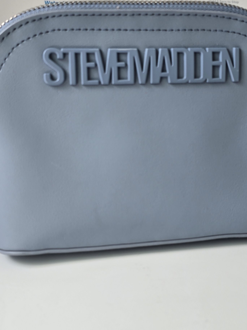 Steve Madden Powder Blue Cosmetic Pouch with Logo Detail